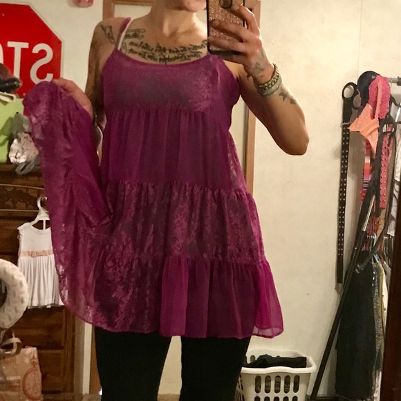 Free People cute intimate purple sheer dress! - Picture 7 of 8